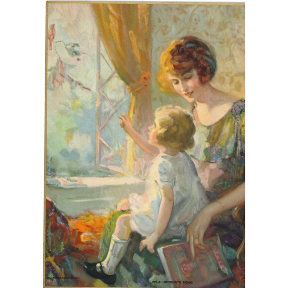 Vintage Calendar Print "Spring's Song" 5.5x8 - Picture 1 of 1